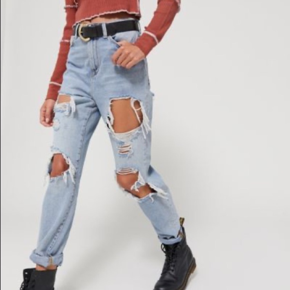 BDG High Waisted Ripped Mom Jeans